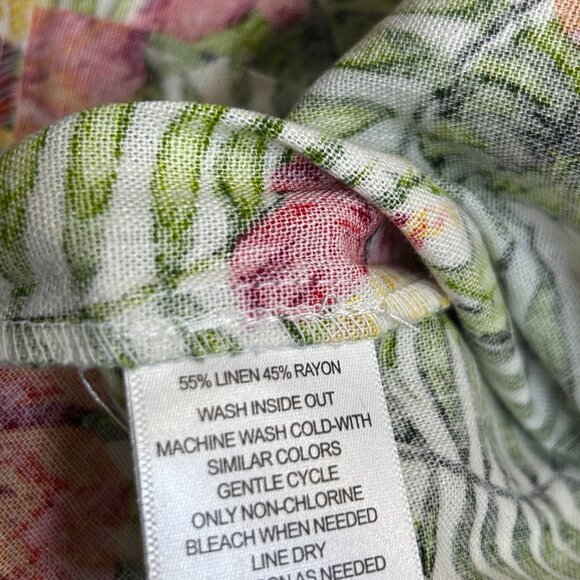 XOXO Womens Romper Size S Tropical Floral Linen Blend  Off Shoulder Ruffle - Picture 7 of 7